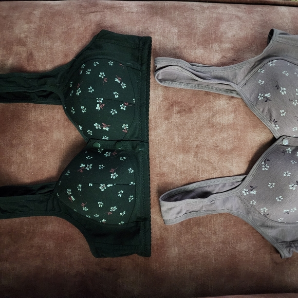 Cotton Lavender with Flowers Front Closure Bra 36C - Picture 6 of 11